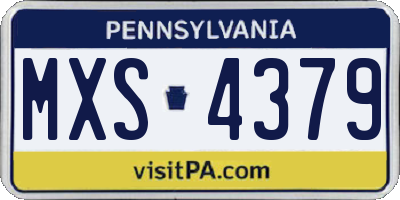 PA license plate MXS4379