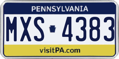 PA license plate MXS4383