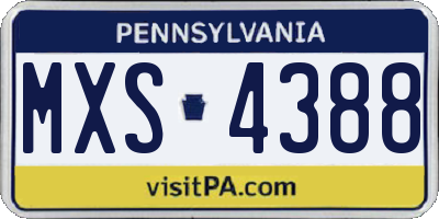 PA license plate MXS4388