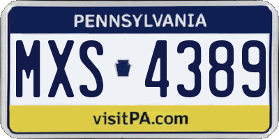 PA license plate MXS4389