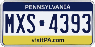 PA license plate MXS4393