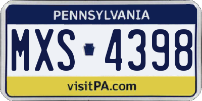 PA license plate MXS4398