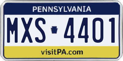 PA license plate MXS4401