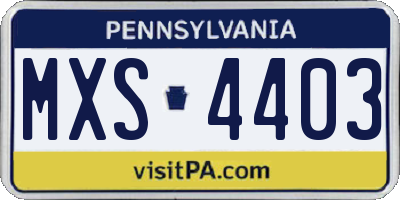 PA license plate MXS4403