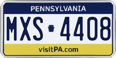 PA license plate MXS4408