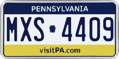 PA license plate MXS4409