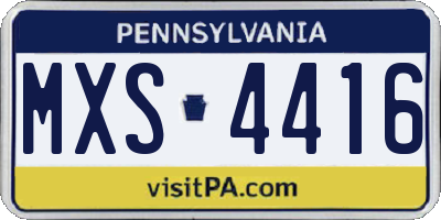PA license plate MXS4416