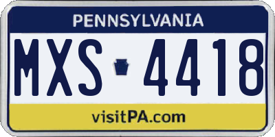 PA license plate MXS4418