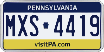 PA license plate MXS4419