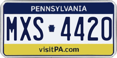 PA license plate MXS4420