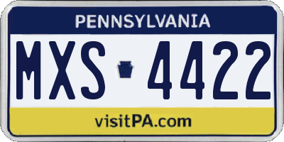 PA license plate MXS4422
