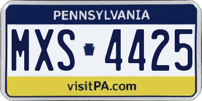 PA license plate MXS4425