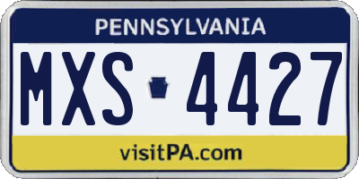 PA license plate MXS4427