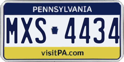 PA license plate MXS4434