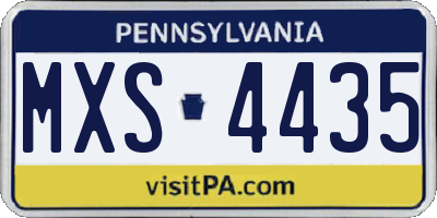 PA license plate MXS4435