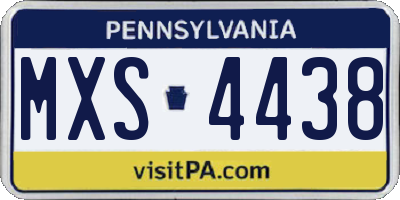 PA license plate MXS4438