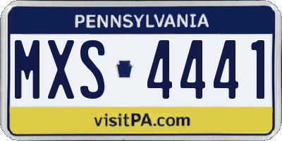 PA license plate MXS4441