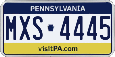 PA license plate MXS4445