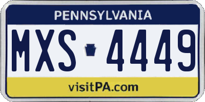 PA license plate MXS4449
