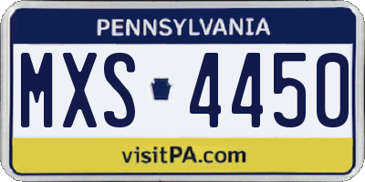 PA license plate MXS4450