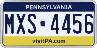 PA license plate MXS4456