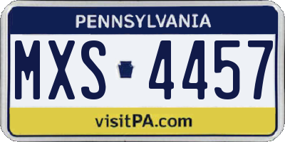 PA license plate MXS4457