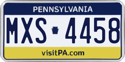 PA license plate MXS4458