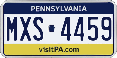 PA license plate MXS4459