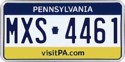 PA license plate MXS4461