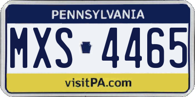 PA license plate MXS4465