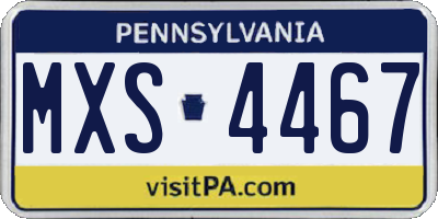 PA license plate MXS4467