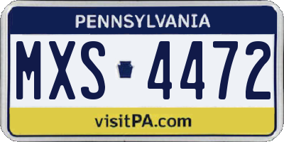 PA license plate MXS4472