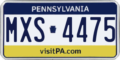 PA license plate MXS4475