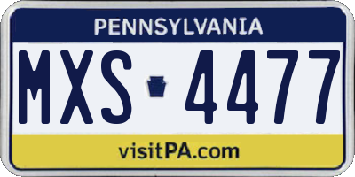 PA license plate MXS4477