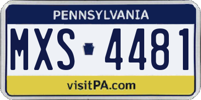 PA license plate MXS4481