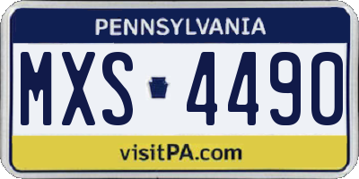 PA license plate MXS4490