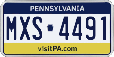 PA license plate MXS4491