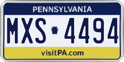 PA license plate MXS4494
