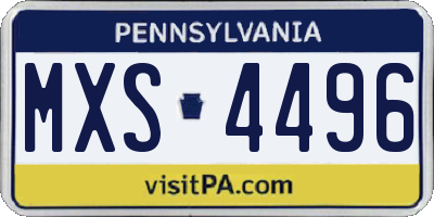 PA license plate MXS4496