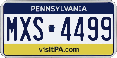 PA license plate MXS4499