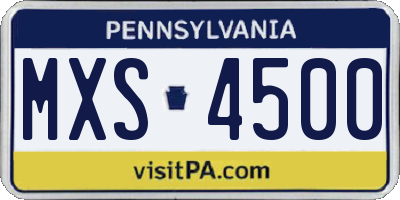 PA license plate MXS4500