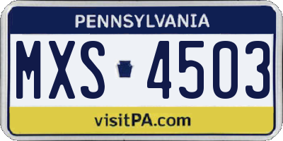 PA license plate MXS4503