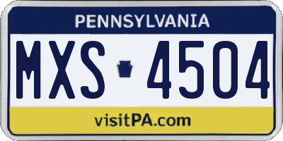 PA license plate MXS4504