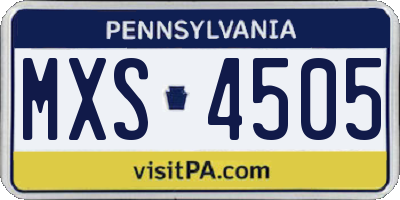PA license plate MXS4505