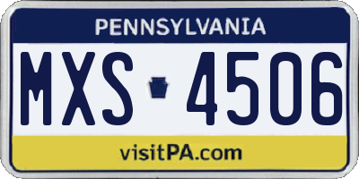 PA license plate MXS4506