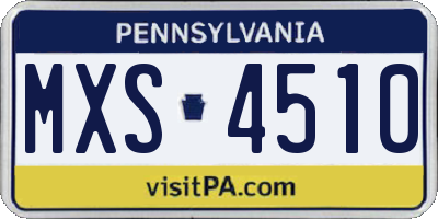 PA license plate MXS4510