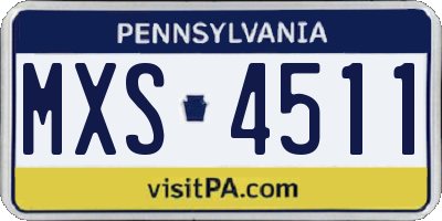 PA license plate MXS4511