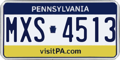PA license plate MXS4513
