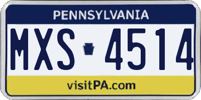 PA license plate MXS4514