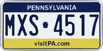 PA license plate MXS4517